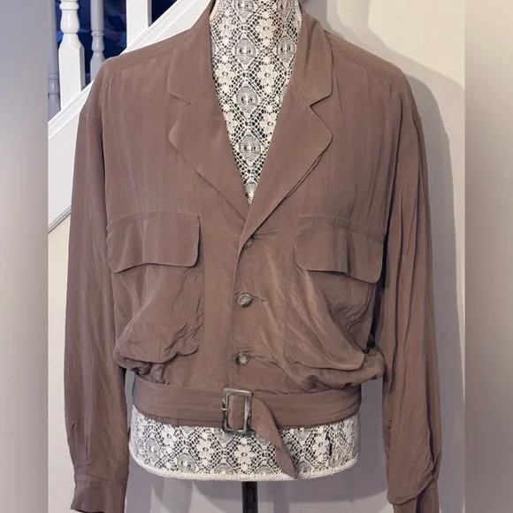 Krass kross vintage jacket! Silk jacket like new! Tan womens jacket. - Picture 2 of 7